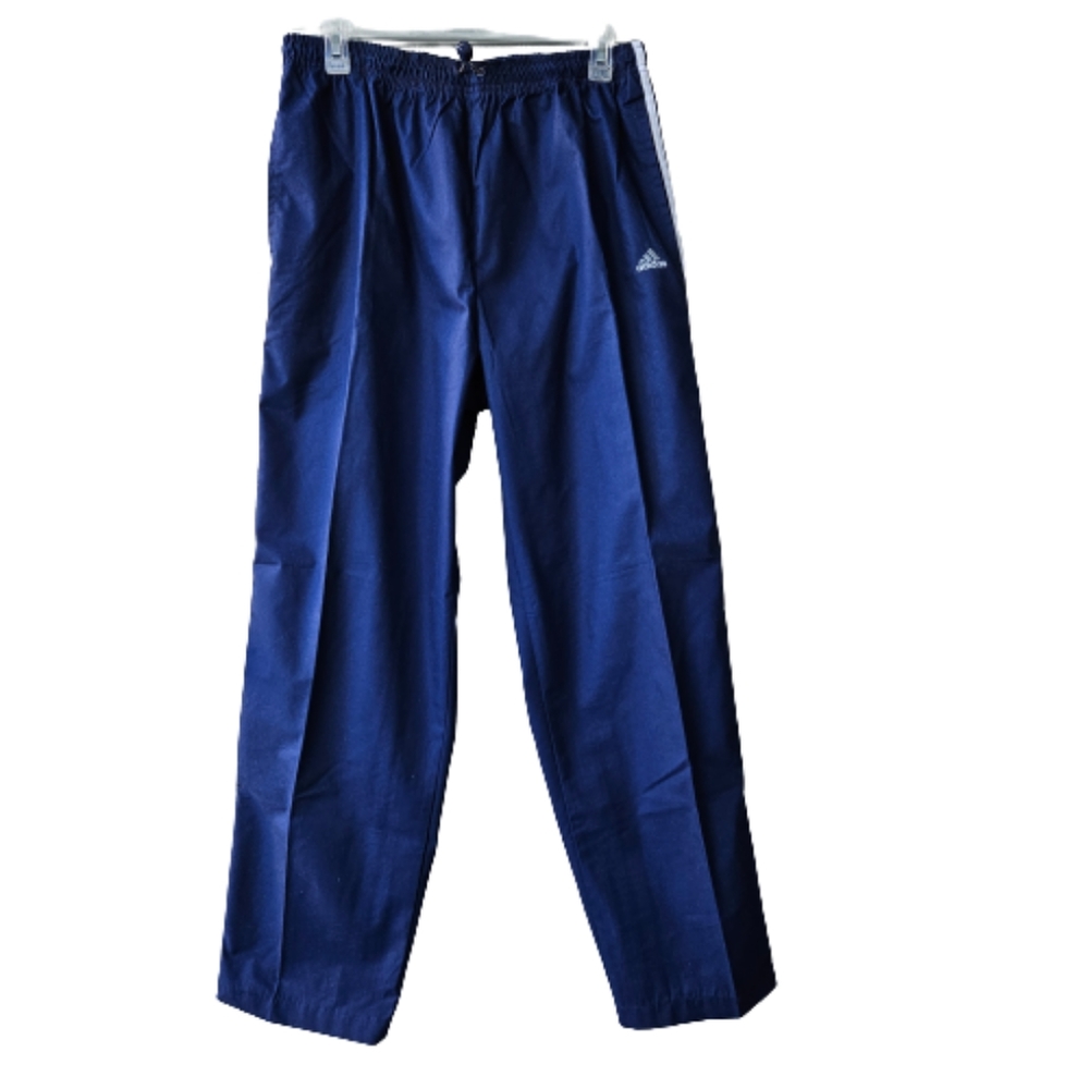 Adidas vintage blue trackpants high waist tapered leg elastic waist unisex sz M